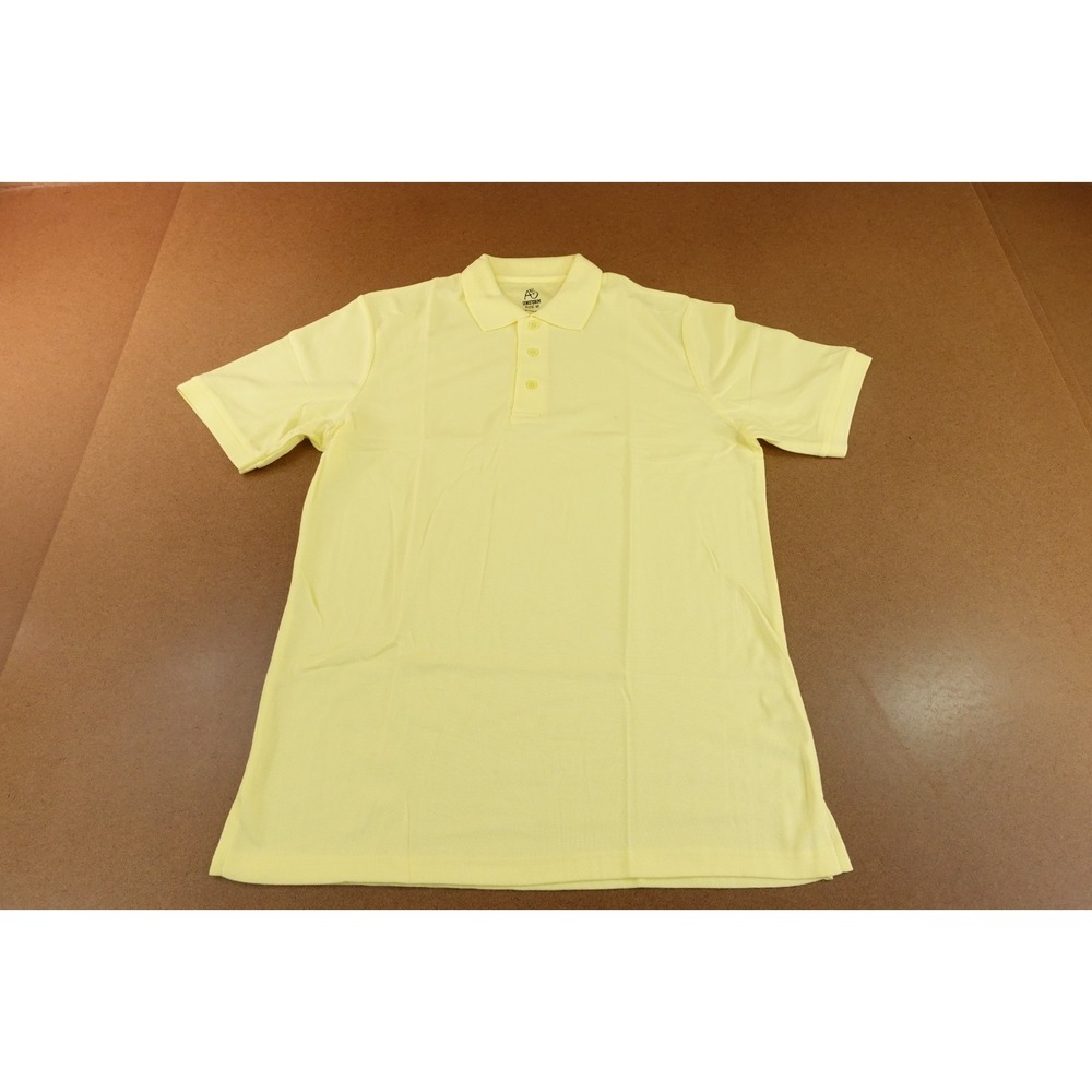 A+ Uniform Mens Size Medium Yellow Short Sleeve Moisture Wicking Polo Shirt NWT